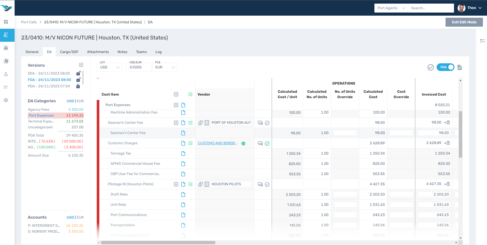 Vessel Agent Software / solutions